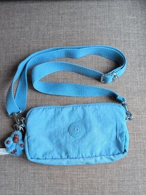 Kipling Light Blue Crossbody Bag with Woven Strap